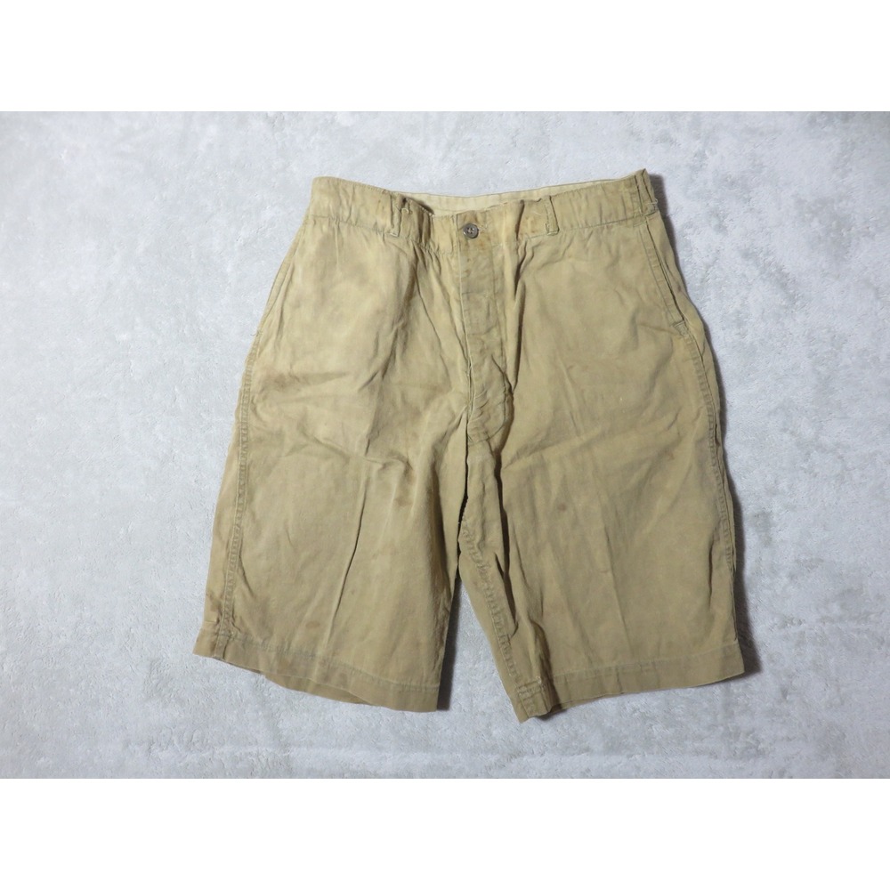 Vintage Boy Scout Chino Shorts Khaki Tan Cotton Twill Button Fly 27 Waist